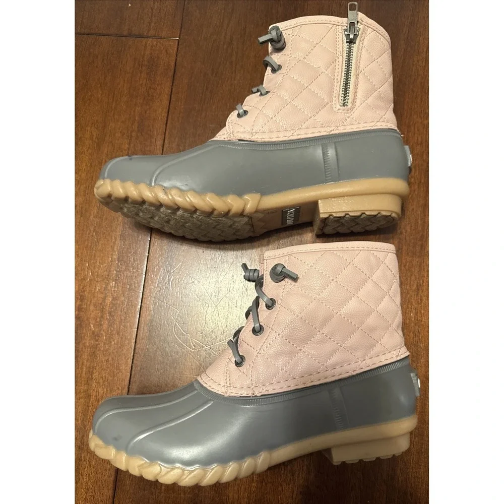 Nautica Dorsay Duck‎ Boots Womens Size 7 Pink Gray Waterproof Rain Snow Boots